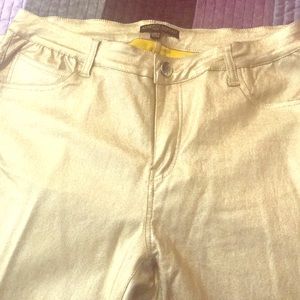 Gold metallic skinny jeans Alberto Makali
